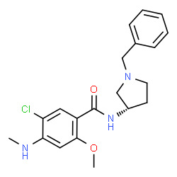 ChemSpider 2D Image | N-[(3S)-1-Benzyl-3-pyrrolidinyl]-5-chloro-2-methoxy-4-(methylamino)benzamide | C20H24ClN3O2