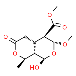 ChemSpider 2D Image | Methyl (1R,3R,4R,4aS,8R,8aS)-1-hydroxy-3-methoxy-8-methyl-6-oxohexahydro-1H,3H-pyrano[3,4-c]pyran-4-carboxylate | C12H18O7