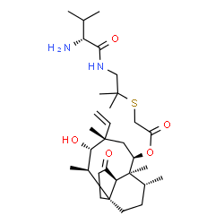 ChemSpider 2D Image | (1S,2R,3S,4S,6R,7S,8R,14R)-3-Hydroxy-2,4,7,14-tetramethyl-9-oxo-4-vinyltricyclo[5.4.3.0~1,8~]tetradec-6-yl {[2-methyl-1-(D-valylamino)-2-propanyl]sulfanyl}acetate | C31H52N2O5S