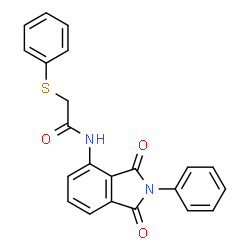 ChemSpider 2D Image | N-(1,3-Dioxo-2-phenyl-2,3-dihydro-1H-isoindol-4-yl)-2-(phenylsulfanyl)acetamide | C22H16N2O3S