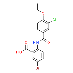 ChemSpider 2D Image | 5-Bromo-2-[(3-chloro-4-ethoxybenzoyl)amino]benzoic acid | C16H13BrClNO4