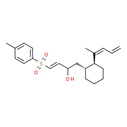 ChemSpider 2D Image | (3E)-4-[(4-Methylphenyl)sulfonyl]-1-{(1R,2S)-2-[(2Z)-2,4-pentadien-2-yl]cyclohexyl}-3-buten-2-ol | C22H30O3S