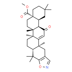 ChemSpider 2D Image | Methyl (4aS,6aR,6bS,8aR,13aS,15aR,15bS)-2,2,6a,6b,9,9,13a-heptamethyl-15-oxo-1,3,4,5,6,6a,6b,7,8,8a,9,13,13a,15,15a,15b-hexadecahydropiceno[2,3-d][1,2]oxazole-4a(2H)-carboxylate | C32H45NO4