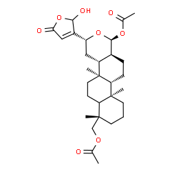 ChemSpider 2D Image | [(1S,3R,4aR,4bS,7S,10aR,10bS,12aS)-1-Acetoxy-3-(2-hydroxy-5-oxo-2,5-dihydro-3-furanyl)-4b,7,10a-trimethylhexadecahydro-1H-naphtho[2,1-f]isochromen-7-yl]methyl acetate | C29H42O8