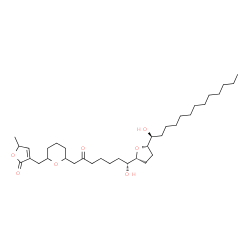 ChemSpider 2D Image | 3-({6-[(7R)-7-Hydroxy-7-{(2R,5S)-5-[(1S)-1-hydroxytridecyl]tetrahydro-2-furanyl}-2-oxoheptyl]tetrahydro-2H-pyran-2-yl}methyl)-5-methyl-2(5H)-furanone | C35H60O7