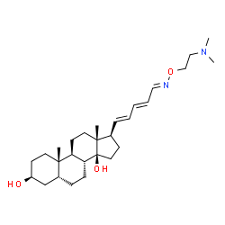 ChemSpider 2D Image | (3S,5R,8R,9S,10S,13R,14S,17R)-17-[(1E,3E,5E)-5-{[2-(Dimethylamino)ethoxy]imino}-1,3-pentadien-1-yl]-10,13-dimethylhexadecahydro-14H-cyclopenta[a]phenanthrene-3,14-diol | C28H46N2O3