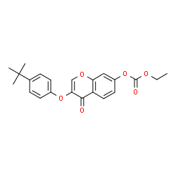ChemSpider 2D Image | Ethyl 3-[4-(2-methyl-2-propanyl)phenoxy]-4-oxo-4H-chromen-7-yl carbonate | C22H22O6
