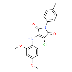 ChemSpider 2D Image | 3-Chloro-4-[(2,4-dimethoxyphenyl)amino]-1-(4-methylphenyl)-1H-pyrrole-2,5-dione | C19H17ClN2O4