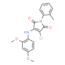 ChemSpider 2D Image | 3-Chloro-4-[(2,4-dimethoxyphenyl)amino]-1-(2-methylphenyl)-1H-pyrrole-2,5-dione | C19H17ClN2O4