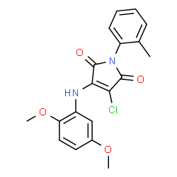 ChemSpider 2D Image | 3-Chloro-4-[(2,5-dimethoxyphenyl)amino]-1-(2-methylphenyl)-1H-pyrrole-2,5-dione | C19H17ClN2O4