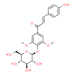 ChemSpider 2D Image | 4-[(2E)-3-(4-Hydroxyphenyl)-2-propenoyl]-2,6-dimethoxyphenyl beta-D-glucopyranoside | C23H26O10