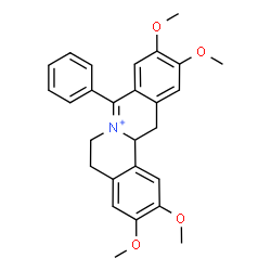 ChemSpider 2D Image | 2,3,10,11-Tetramethoxy-8-phenyl-5,6,13,13a-tetrahydroisoquinolino[3,2-a]isoquinolinium | C27H28NO4