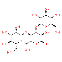 ChemSpider 2D Image | Methyl beta-D-glucopyranosyl-(1->3)-[beta-D-glucopyranosyl-(1->4)]-alpha-D-glucopyranoside | C19H34O16