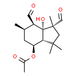 ChemSpider 2D Image | (1R,3aR,4S,6R,7R,7aR)-1,7-Diformyl-7a-hydroxy-1,3,3,6-tetramethyloctahydro-1H-inden-4-yl acetate | C17H26O5