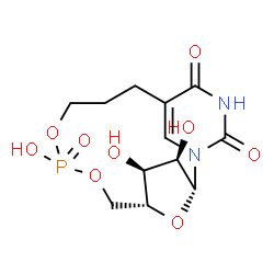 ChemSpider 2D Image | (2R,3R,4S,5R)-3,4,8-Trihydroxy-7,9,18-trioxa-1,15-diaza-8-phosphatricyclo[11.3.1.1~2,5~]octadec-13(17)-ene-14,16-dione 8-oxide | C12H17N2O9P