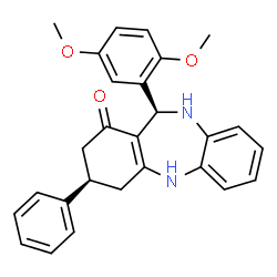 ChemSpider 2D Image | (6R,9R)-6-(2,5-dimethoxyphenyl)-9-phenyl-5,6,8,9,10,11-hexahydrobenzo[c][1,5]benzodiazepin-7-one | C27H26N2O3