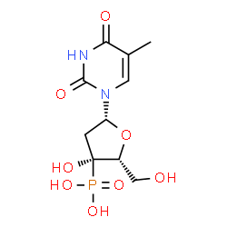 ChemSpider 2D Image | 1-(2-Deoxy-3-C-phosphono-beta-D-threo-pentofuranosyl)-5-methyl-2,4(1H,3H)-pyrimidinedione | C10H15N2O8P