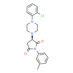 ChemSpider 2D Image | (3R)-3-[4-(2-Chlorophenyl)-1-piperazinyl]-1-(3-methylphenyl)-2,5-pyrrolidinedione | C21H22ClN3O2