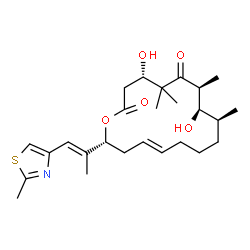 ChemSpider 2D Image | (4S,7S,8R,9S,13E,16R)-4,8-Dihydroxy-5,5,7,9-tetramethyl-16-[(1E)-1-(2-methyl-1,3-thiazol-4-yl)-1-propen-2-yl]oxacyclohexadec-13-ene-2,6-dione | C26H39NO5S