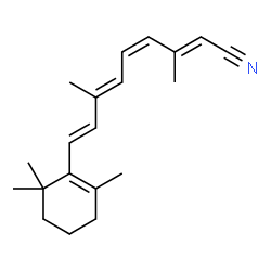 ChemSpider 2D Image | (2E,4Z,6E,8E)-3,7-Dimethyl-9-(2,6,6-trimethyl-1-cyclohexen-1-yl)-2,4,6,8-nonatetraenenitrile | C20H27N