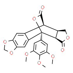 ChemSpider 2D Image | (1R,11S,12R,16R)-1-(3,4,5-Trimethoxyphenyl)-5,7,14,17-tetraoxapentacyclo[9.5.2.0~2,10~.0~4,8~.0~12,16~]octadeca-2(10),3,8-triene-15,18-dione | C23H20O9