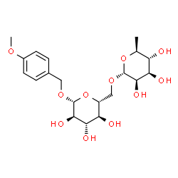 ChemSpider 2D Image | 4-Methoxybenzyl 6-O-(6-deoxy-alpha-L-mannopyranosyl)-beta-D-glucopyranoside | C20H30O11