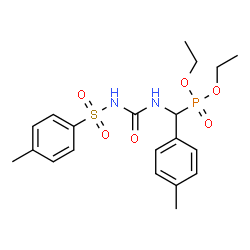 ChemSpider 2D Image | Diethyl [(4-methylphenyl)({[(4-methylphenyl)sulfonyl]carbamoyl}amino)methyl]phosphonate | C20H27N2O6PS