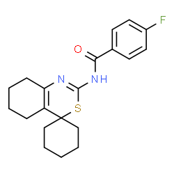 ChemSpider 2D Image | 4-Fluoro-N-(5,6,7,8-tetrahydrospiro[3,1-benzothiazine-4,1'-cyclohexan]-2-yl)benzamide | C20H23FN2OS
