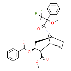ChemSpider 2D Image | Methyl (1R,2R,3S,5S)-3-(benzoyloxy)-8-[(2R)-3,3,3-trifluoro-2-methoxy-2-phenylpropanoyl]-8-azabicyclo[3.2.1]octane-2-carboxylate | C26H26F3NO6