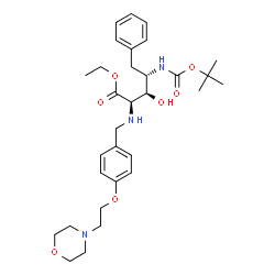 ChemSpider 2D Image | Ethyl (3R,4S)-3-hydroxy-4-({[(2-methyl-2-propanyl)oxy]carbonyl}amino)-N-{4-[2-(4-morpholinyl)ethoxy]benzyl}-5-phenyl-D-norvalinate | C31H45N3O7