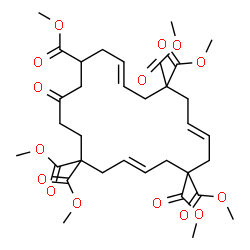 ChemSpider 2D Image | Heptamethyl (3E,8E,13E)-18-oxo-3,8,13-cycloicosatriene-1,1,6,6,11,11,16-heptacarboxylate | C34H46O15