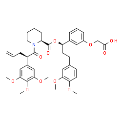 ChemSpider 2D Image | (3-{(1R)-3-(3,4-Dimethoxyphenyl)-1-[({(2S)-1-[(2R)-2-(3,4,5-trimethoxyphenyl)-4-pentenoyl]-2-piperidinyl}carbonyl)oxy]propyl}phenoxy)acetic acid | C39H47NO11