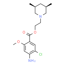 ChemSpider 2D Image | 2-[(3R,5S)-3,5-Dimethyl-1-piperidinyl]ethyl 4-amino-5-chloro-2-methoxybenzoate | C17H25ClN2O3