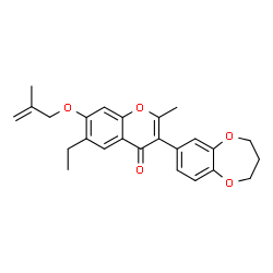 ChemSpider 2D Image | 3-(3,4-Dihydro-2H-1,5-benzodioxepin-7-yl)-6-ethyl-2-methyl-7-[(2-methyl-2-propen-1-yl)oxy]-4H-chromen-4-one | C25H26O5