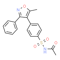 ChemSpider 2D Image | N-((4-(5-Methyl-3-phenylisoxazol-4-yl)phenyl)sulfonyl)acetamide | C18H16N2O4S