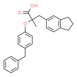 ChemSpider 2D Image | 2-(4-Benzylphenoxy)-3-(2,3-dihydro-1H-inden-5-yl)-2-methylpropanoic acid | C26H26O3
