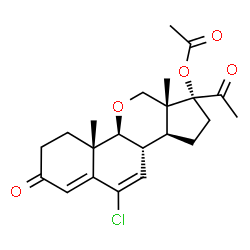 ChemSpider 2D Image | (4aS,4bS,6aR,7R,9aS,9bR)-7-Acetyl-11-chloro-4a,6a-dimethyl-2-oxo-2,3,4,4a,4b,6,6a,7,8,9,9a,9b-dodecahydrobenzo[h]cyclopenta[c]chromen-7-yl acetate | C22H27ClO5