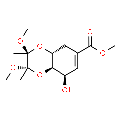 ChemSpider 2D Image | Methyl (2S,3S,4aR,8R,8aR)-8-hydroxy-2,3-dimethoxy-2,3-dimethyl-2,3,4a,5,8,8a-hexahydro-1,4-benzodioxine-6-carboxylate | C14H22O7