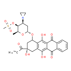 ChemSpider 2D Image | (3S)-3-[(2-~14~C)Ethanoyl]-3,5,12-trihydroxy-6,11-dioxo-1,2,3,4,6,11-hexahydro-1-tetracenyl 3-(1-aziridinyl)-2,3,6-trideoxy-4-O-(methylsulfonyl)-alpha-L-lyxo-hexopyranoside | C2814CH31NO11S