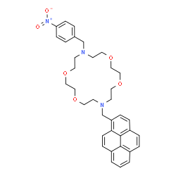 ChemSpider 2D Image | 7-(4-Nitrobenzyl)-16-(1-pyrenylmethyl)-1,4,10,13-tetraoxa-7,16-diazacyclooctadecane | C36H41N3O6