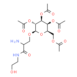 ChemSpider 2D Image | (2R,3S,4S,5R,6R)-2-(Acetoxymethyl)-6-{2-amino-3-[(2-hydroxyethyl)amino]-3-oxopropoxy}tetrahydro-2H-pyran-3,4,5-triyl triacetate | C19H30N2O12
