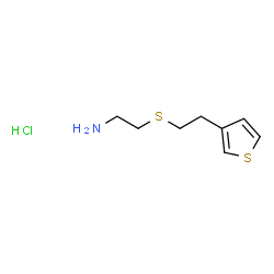 ChemSpider 2D Image | 2-{[2-(3-Thienyl)ethyl]sulfanyl}ethanamine hydrochloride (1:1) | C8H14ClNS2