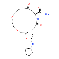 ChemSpider 2D Image | (11S)-7-[2-(Cyclopentylamino)ethyl]-6,9,13-trioxo-1,4-dioxa-7,10,14-triazacyclohexadecane-11-carboxamide | C19H33N5O6