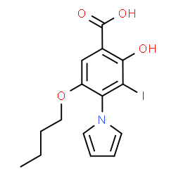 ChemSpider 2D Image | 5-Butoxy-2-hydroxy-3-iodo-4-(1H-pyrrol-1-yl)benzoic acid | C15H16INO4