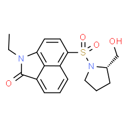 ChemSpider 2D Image | 1-Ethyl-6-{[(2S)-2-(hydroxymethyl)-1-pyrrolidinyl]sulfonyl}benzo[cd]indol-2(1H)-one | C18H20N2O4S