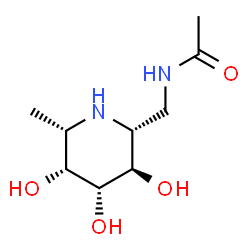 ChemSpider 2D Image | N-{[(2R,3R,4R,5R,6S)-3,4,5-Trihydroxy-6-methyl-2-piperidinyl]methyl}acetamide | C9H18N2O4