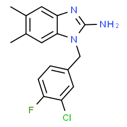 ChemSpider 2D Image | 1-(3-Chloro-4-fluorobenzyl)-5,6-dimethyl-1H-benzimidazol-2-amine | C16H15ClFN3