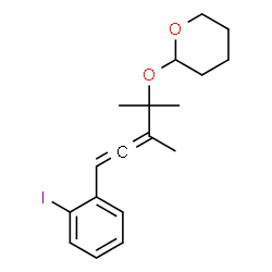 ChemSpider 2D Image | 2-{[5-(2-Iodophenyl)-2,3-dimethyl-3,4-pentadien-2-yl]oxy}tetrahydro-2H-pyran | C18H23IO2