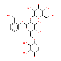 ChemSpider 2D Image | 2-(Hydroxymethyl)phenyl beta-D-glucopyranosyl-(1->2)-[beta-D-xylopyranosyl-(1->6)]-beta-D-glucopyranoside | C24H36O16