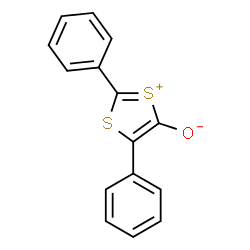 ChemSpider 2D Image | 2,4-Diphenyl-1,3-dithiol-1-ium-5-olate | C15H10OS2